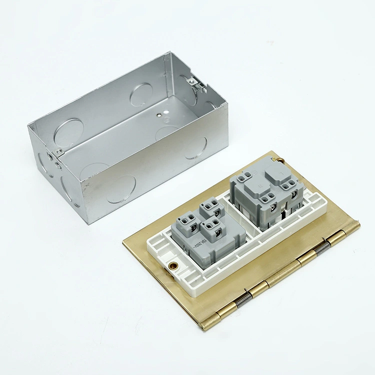 Brass Alloy Floor Socket Open Cover Type Socket 4 Module Capacity