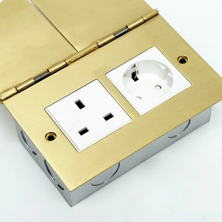 Brass Alloy Floor Socket Open Cover Type Socket 4 Module Capacity