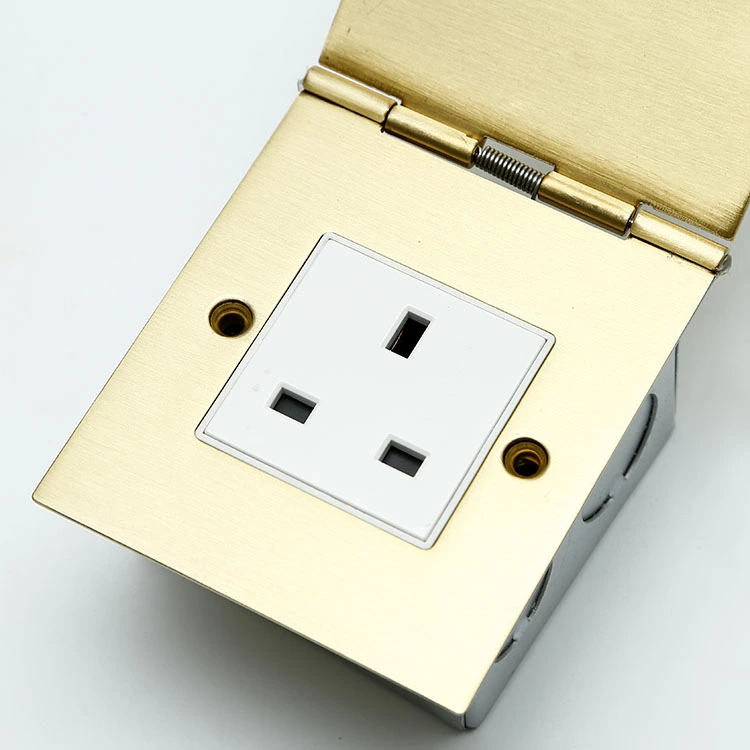 Brass Alloy Floor Socket Open Cover Type Socket 2 Module Capacity