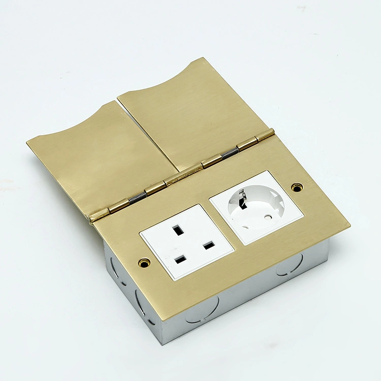 Brass Alloy Floor Socket Open Cover Type Socket 4 Module Capacity