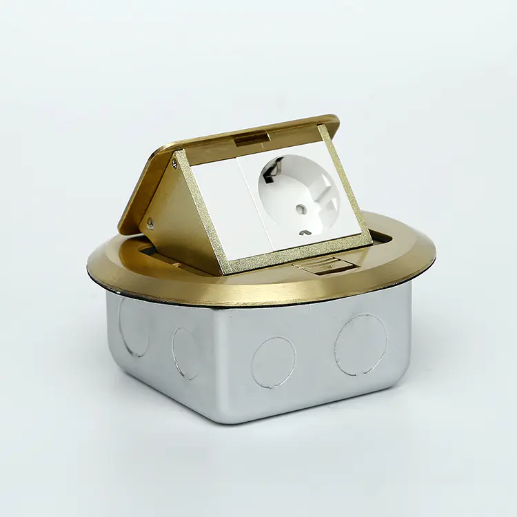 Copper Slow Pop Up Electrical Floor Mounted Socket Outlet Box