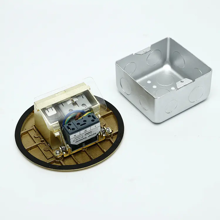 Copper Slow Pop Up Electrical Floor Mounted Socket Outlet Box