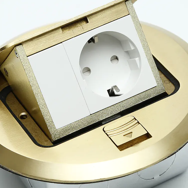 Copper Slow Pop Up Electrical Floor Mounted Socket Outlet Box