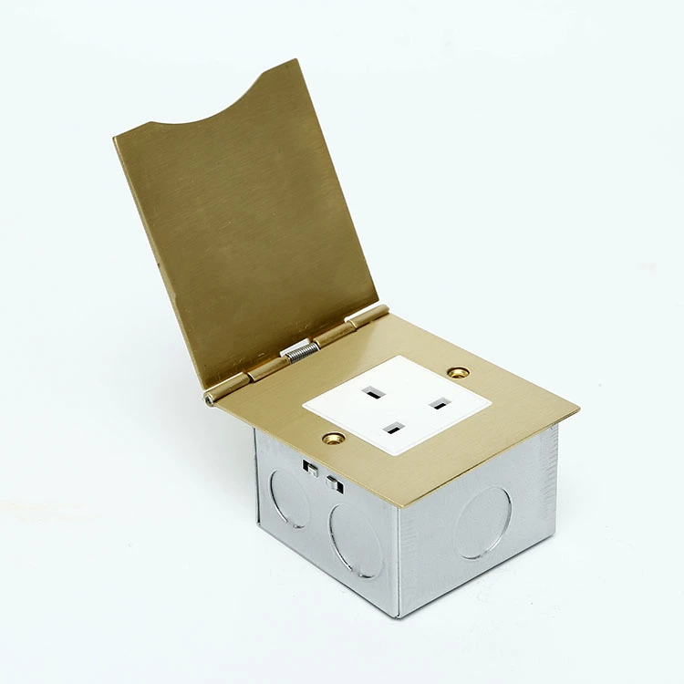 Brass Alloy Floor Socket Open Cover Type Socket 2 Module Capacity